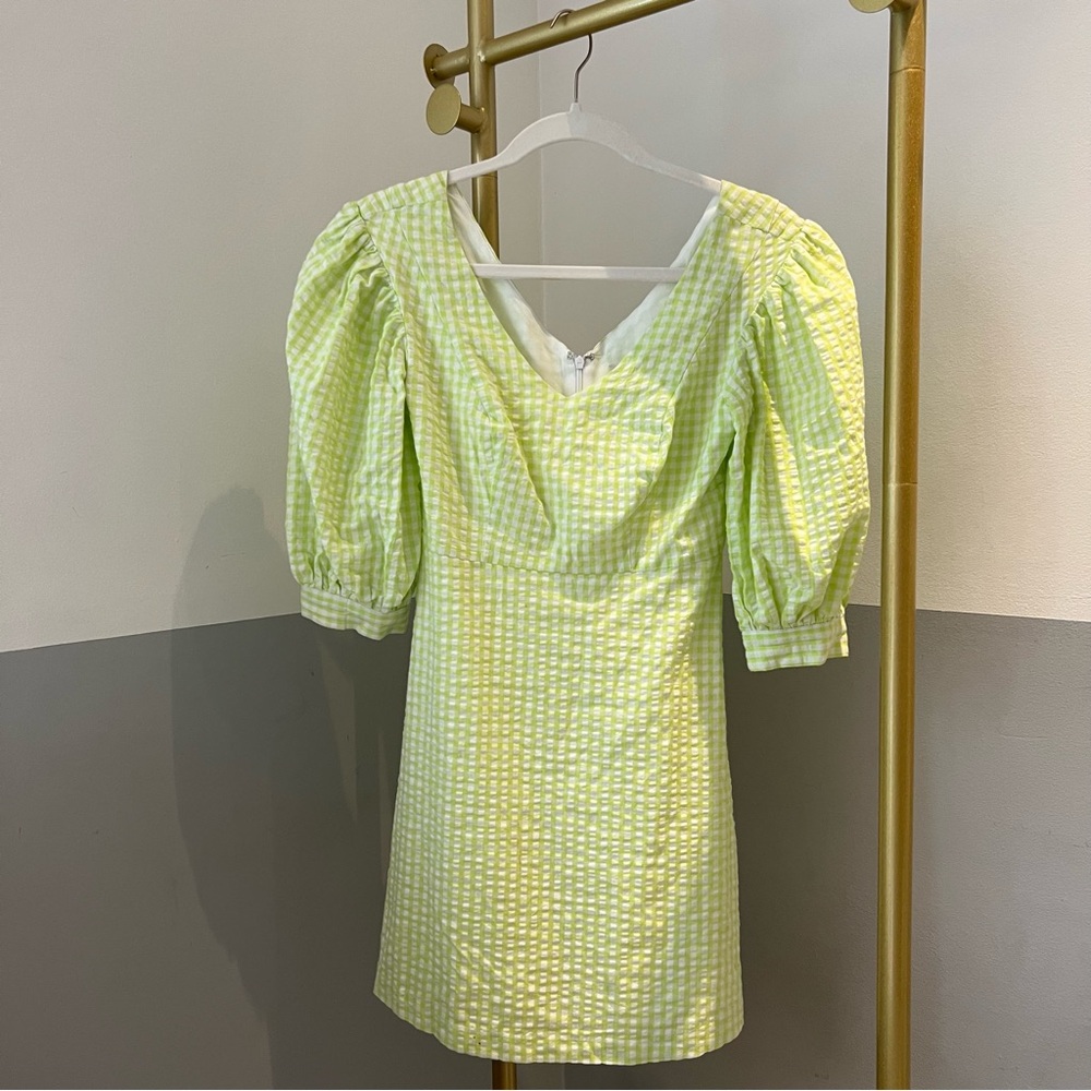 Urban Outfitters Gingham Lime Mini Dress